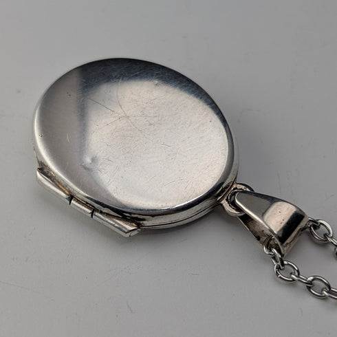 復古純銀橢圓形盒式吊墜 3.9 克帶項鍊